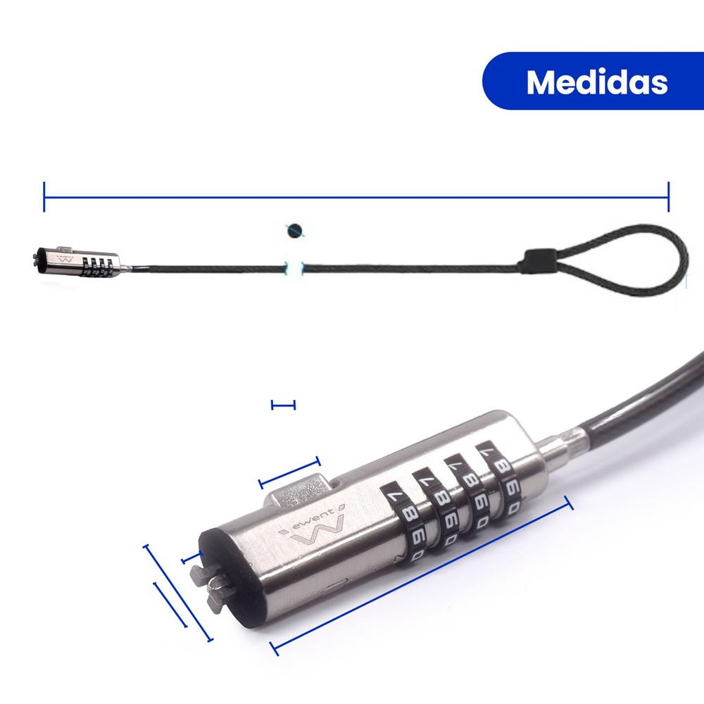 Cable seguridad ewent portatil combinacion 4 | Ewent - Imagen 2