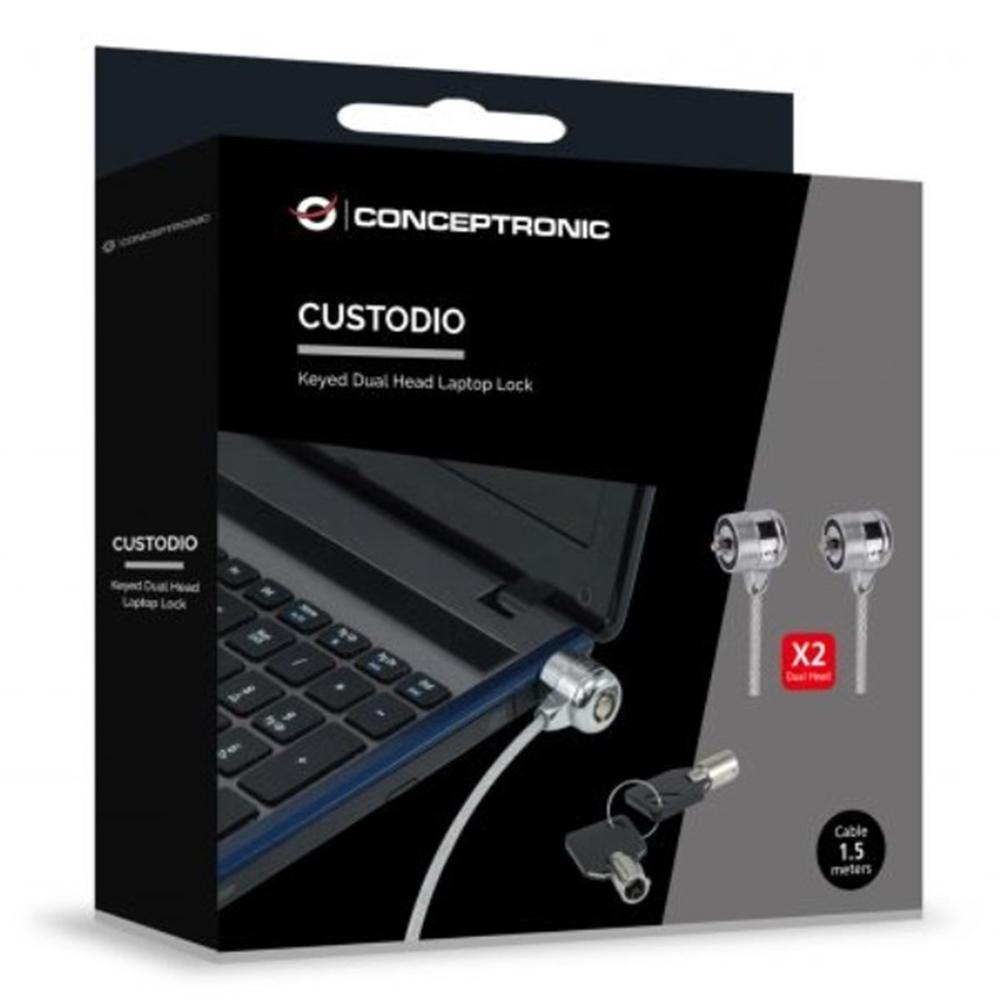 Cable seguridad portatiles 1.5m conceptronic doble | Conceptronic - Imagen 3