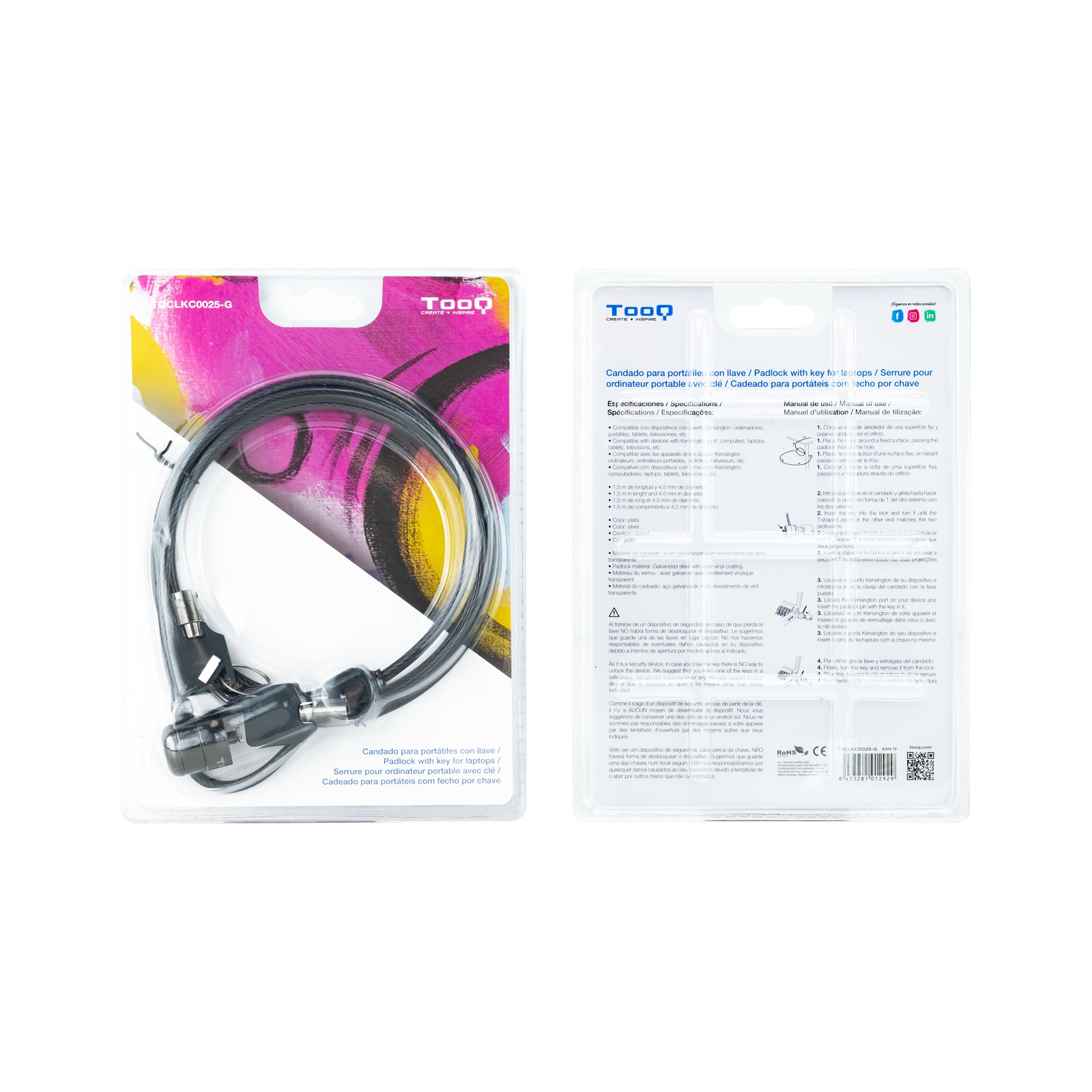 Cable tooq seguridad con llave portatiles | Tooq - Imagen 9