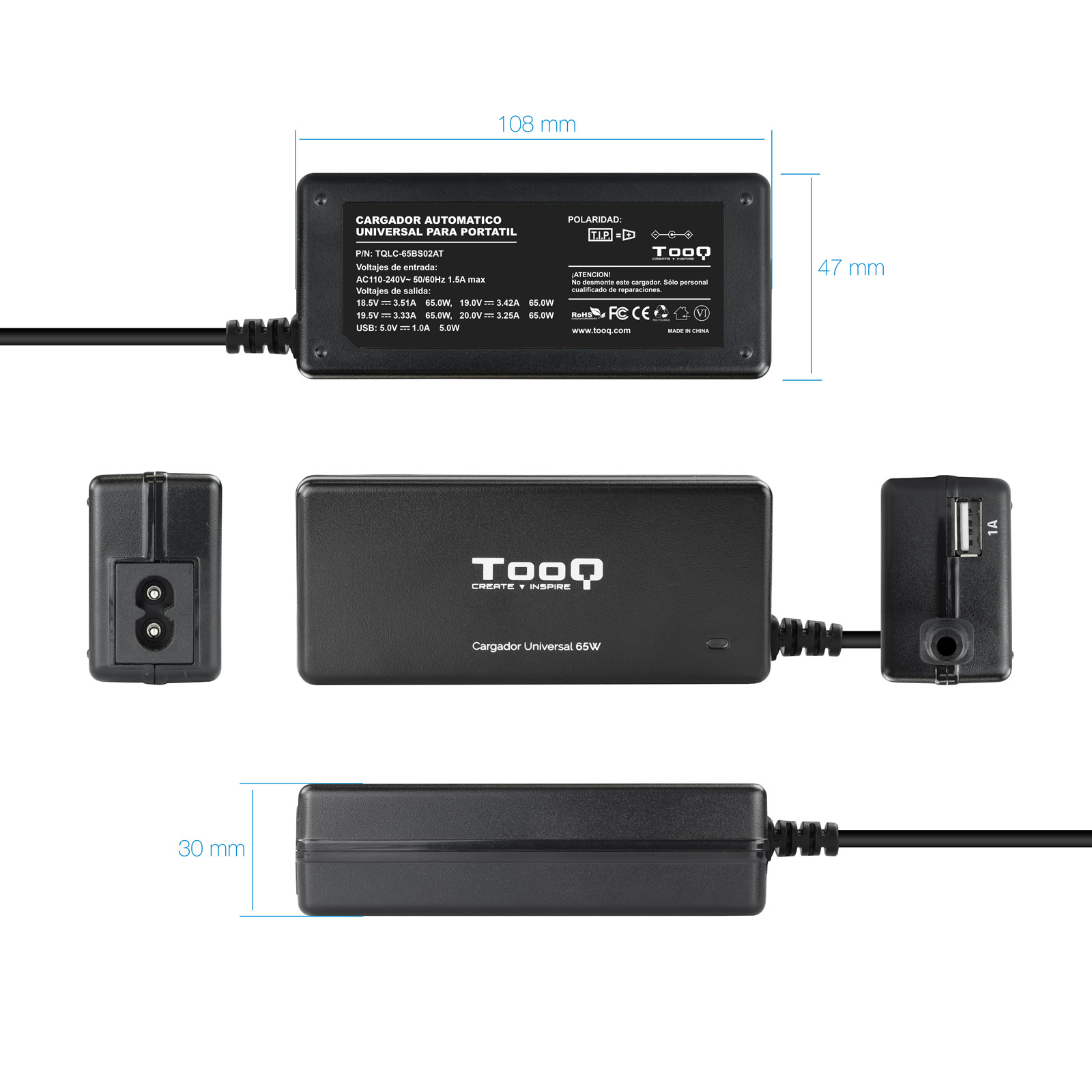 Cargador portatil universal tooq tqlc - 65bs02at 65w | Tooq - Imagen 3