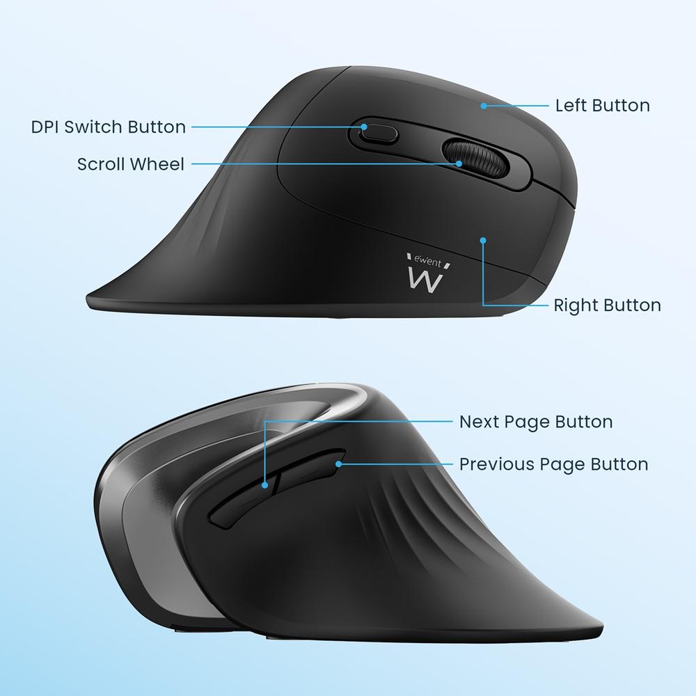 Raton ergonomico inalambrico ewent ew3154 negro | Ewent - Imagen 2