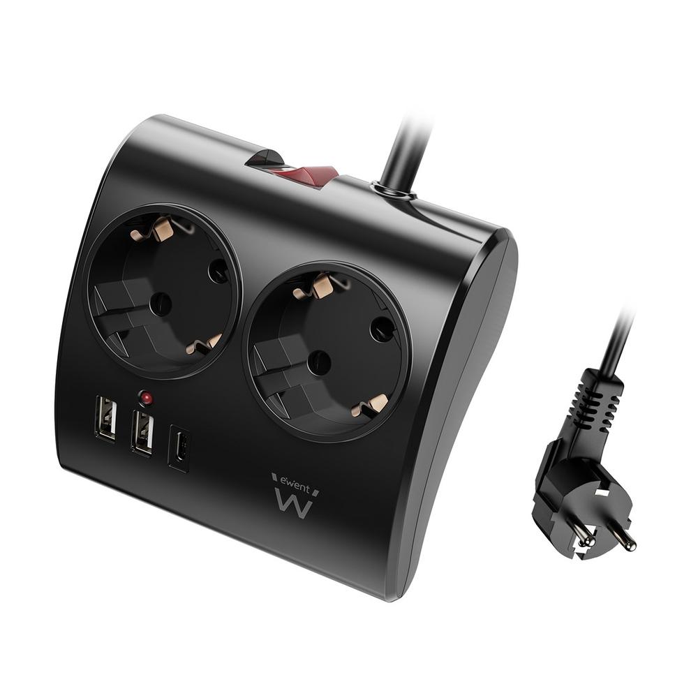 Regleta ewent 2 tomas shucko 2 | Ewent | Linkxa Telecom