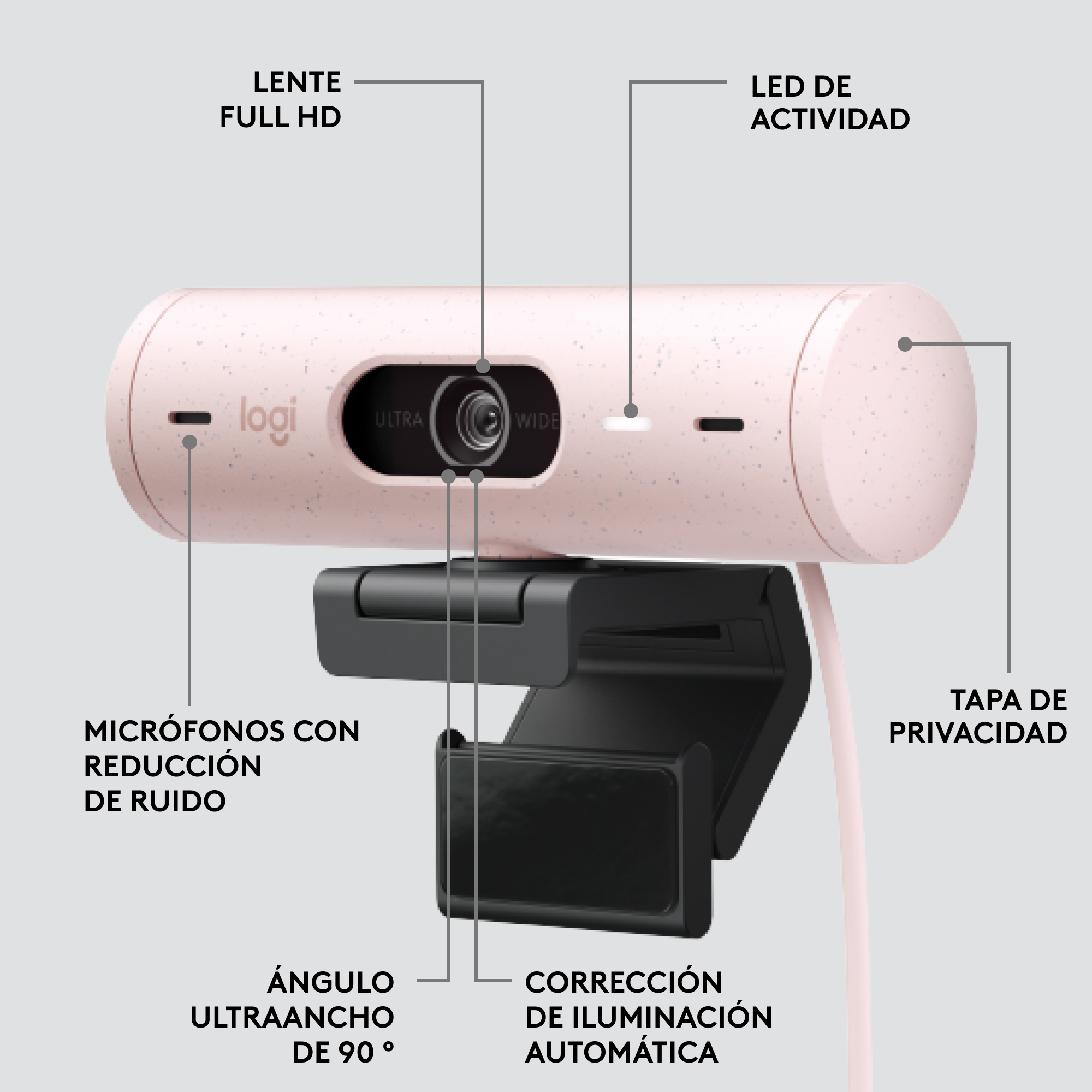Webcam logitech brio 500 rosa full | Logitech - Imagen 6