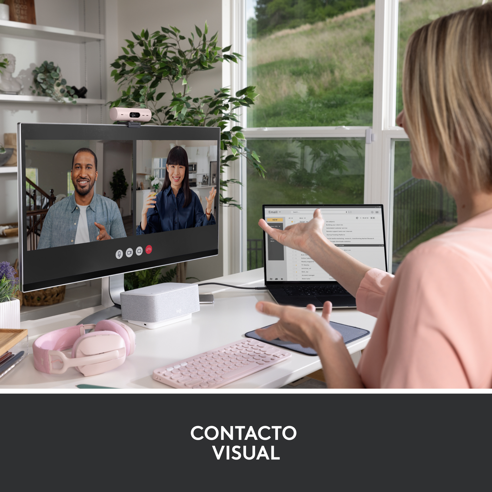 Webcam logitech brio 500 rosa full | Logitech - Imagen 9